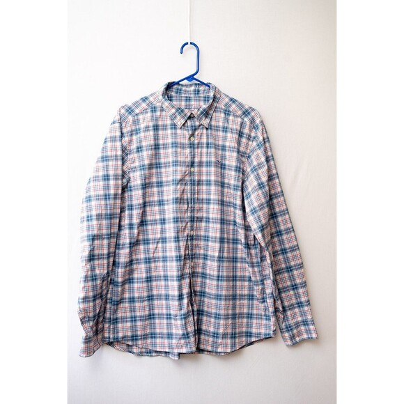 Vineyard Vines mens Performance Classic Fit Whale button down plaid shirt blue L - Picture 1 of 7